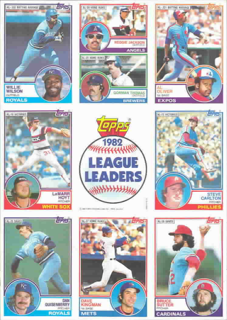 1983 Topps League Leaders Sheet Baseball Cards